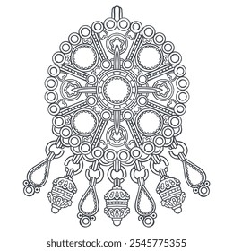 Traditional Round Fibula -Algerian berber jewelry - Out line