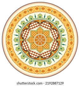 Traditional round geometric decoration in morocco style