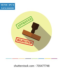 Traditional rubber stamp flat icon with long shadow. Vector Illustration.