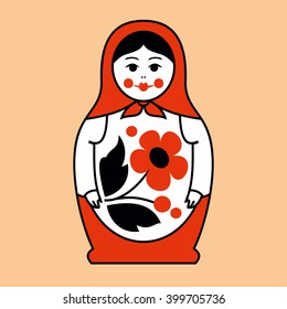 Traditional Russian classical matryoshka (matrioshka) doll, national style. Vector 10 EPS illustration.
