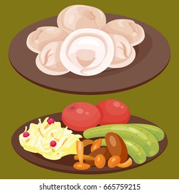 Traditional Russian cuisine meal vector illustration
