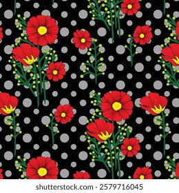 Traditional russian Hohloma style seamless pattern. Vector illustration.