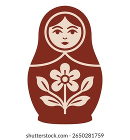 Tradicional boneca matryoshka russa com design floral. Vetor.