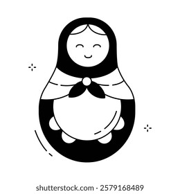 Traditional Russian Matryoshka Doll Vector Icon Design