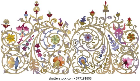 Traditional Russian ornament in art nouveau style on a white background