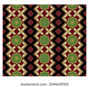 Traditional Sadu decorative art with colorful geometric patterns. Beautiful Arabic heritage art. Endless flat vector design.