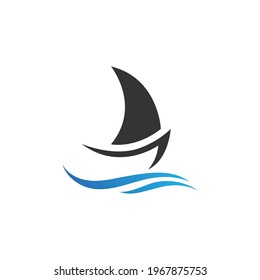 Traditional Sailboat  logo design vector