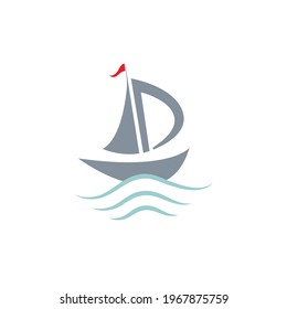 Traditional Sailboat  logo design vector