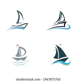 Traditional Sailboat  logo design vector