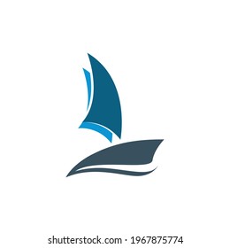 Traditional Sailboat  logo design vector