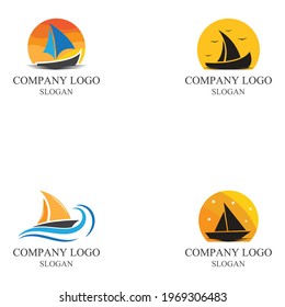 Traditional Sailboat logo design vector