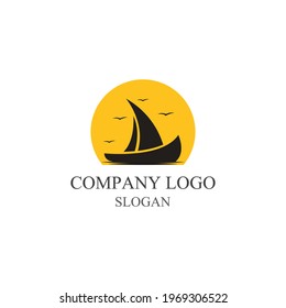 Vector de diseño del logotipo del barco de vela tradicional