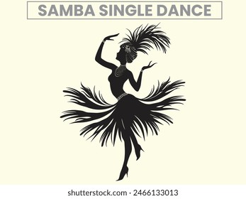 Traditional Samba Single Dance Performance Silhouette, Clip Art