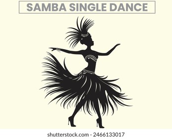 Traditional Samba Single Dance Performance Silhouette, Clip Art