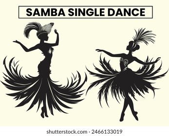 Traditional Samba Single Dance Performance Silhouette, Clip Art