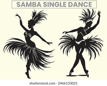 Traditional Samba Single Dance Performance Silhouette, Clip Art