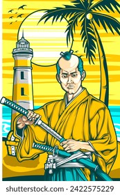traditional samurai illustration for your print