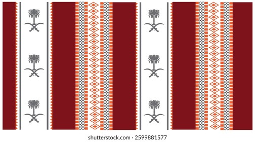 Traditional Saudi Arabian Sadu Textile Pattern with Palm Tree Motif