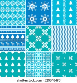 Traditional scandinavian Christmas patterns set