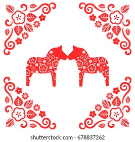 Traditional Scandinavian folk decoration vector from Sweden 