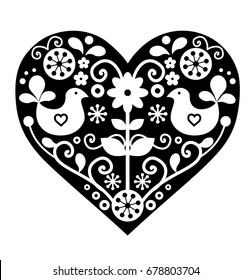 Traditional Scandinavian folk heart vector