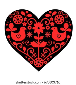 Traditional Scandinavian folk heart vector