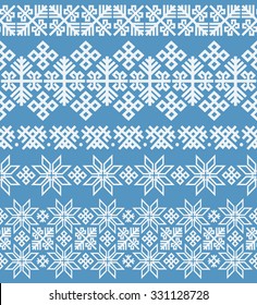 Traditional scandinavian ornaments borders. Ethnic seamless vector borders. Great for winter holidays design projects. 