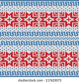  Traditional Scandinavian pattern. Knitted background. Vector illustration.