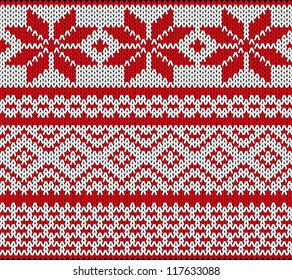  Traditional Scandinavian pattern. Knitted background. Vector illustration.