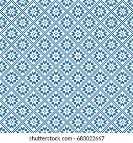 Traditional scandinavian pattern. Nordic ethnic seamless background. Textures in red and white colors. Vector illustration. Can use for warm clothes design, Christmas and new year background