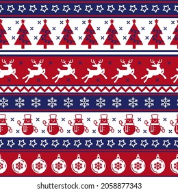 Traditional Scandinavian style. Red seamless pattern with deer