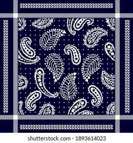 Traditional scarf pattern with paisley elements. Template for shirts, dresses, scarves and other textile designs.