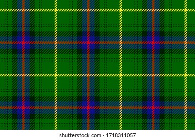 traditional scotland clan tartan ornament repeatable pattern, green dominant color, regular plain colors, editable vector illustration