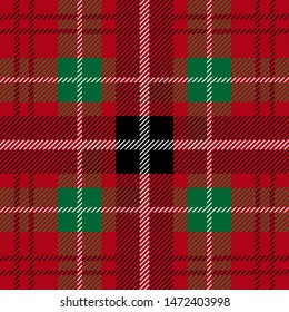 Traditional Scottish kilt pattern. Seamless vector print with elegant checkers. Winter textile collection. Green, red.