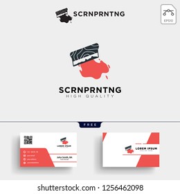 traditional screen printing logo template vector illustration and business card design