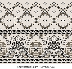 Traditional seamless Asian paisley border