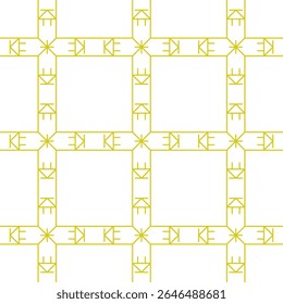 Traditional seamless floral pattern. Abstract geometric ornament with golden lines on white background. Luxury beautiful artistic floral texture