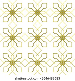 Traditional seamless floral pattern. Abstract geometric ornament with golden lines on white background. Luxury beautiful artistic floral texture