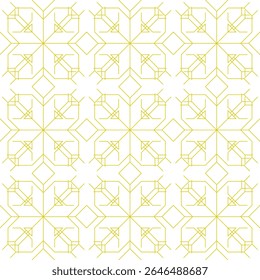 Traditional seamless floral pattern. Abstract geometric ornament with golden lines on white background. Luxury beautiful artistic floral texture