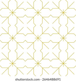 Traditional seamless floral pattern. Abstract geometric ornament with golden lines on white background. Luxury beautiful artistic floral texture