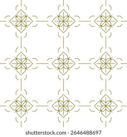 Traditional seamless floral pattern. Abstract geometric ornament with golden lines on white background. Luxury beautiful artistic floral texture