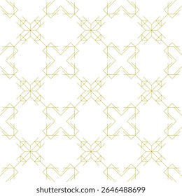 Traditional seamless floral pattern. Abstract geometric ornament with golden lines on white background. Luxury beautiful artistic floral texture