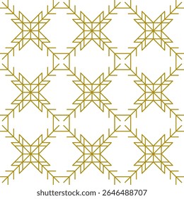 Traditional seamless floral pattern. Abstract geometric ornament with golden lines on white background. Luxury beautiful artistic floral texture