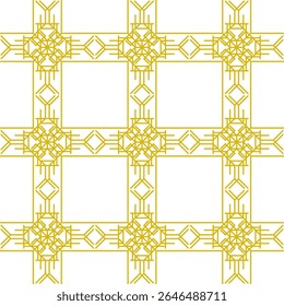 Traditional seamless floral pattern. Abstract geometric ornament with golden lines on white background. Luxury beautiful artistic floral texture
