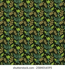 traditional seamless floral pattern with ornamental botanical details for bedding and wallpaper