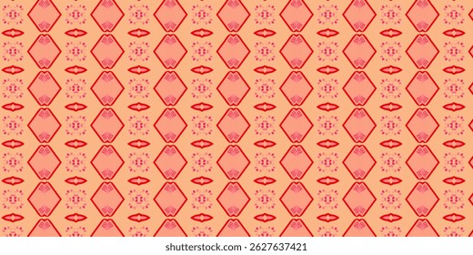 Traditional Seamless Geometric Pattern in Red and Pink Tones