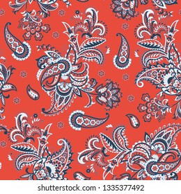 Traditional seamless paisley pattern. Indian floral ornament