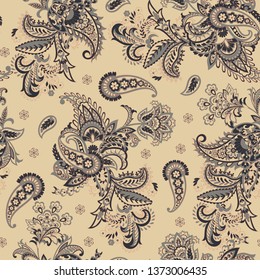 Traditional seamless paisley pattern. Indian floral ornament