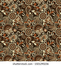 Traditional seamless paisley pattern. Indian floral ornament.