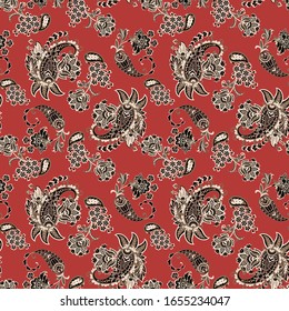 Traditional seamless paisley pattern. Indian floral ornament.